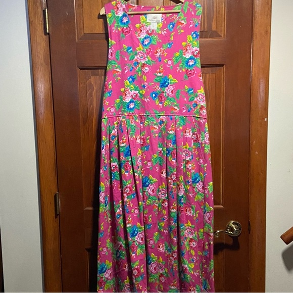 Carroll Reed Dresses & Skirts - Vintage Carrol Reed  Floral Pink Maxi Dress 100% Cotton Made in USA